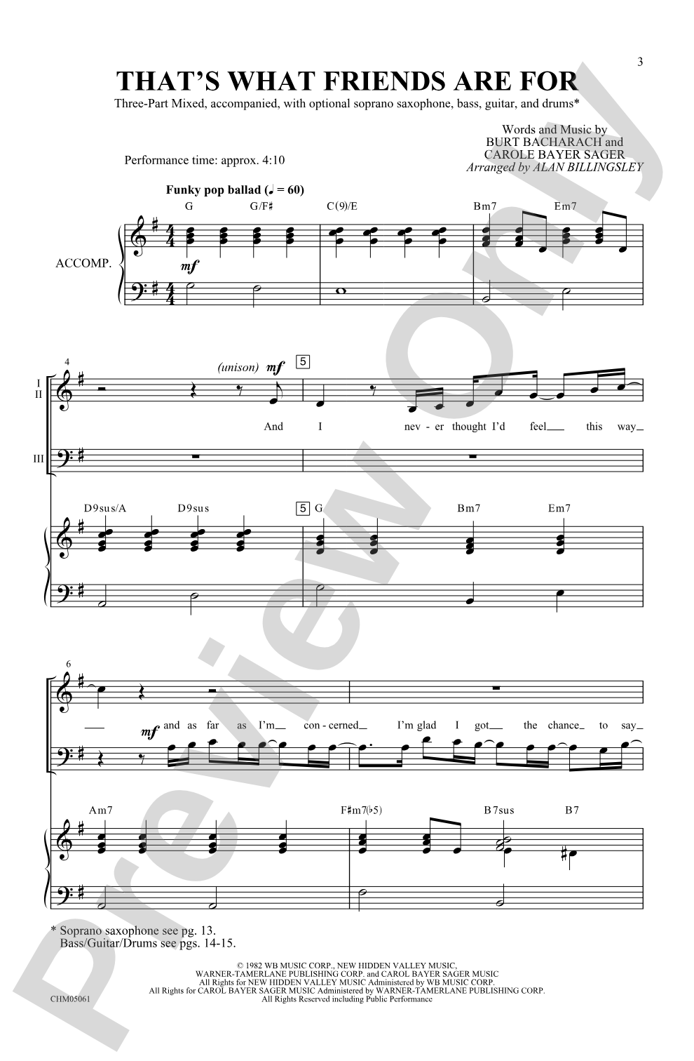 That's What Friends Are For: 3-Part Mixed Choral Octavo