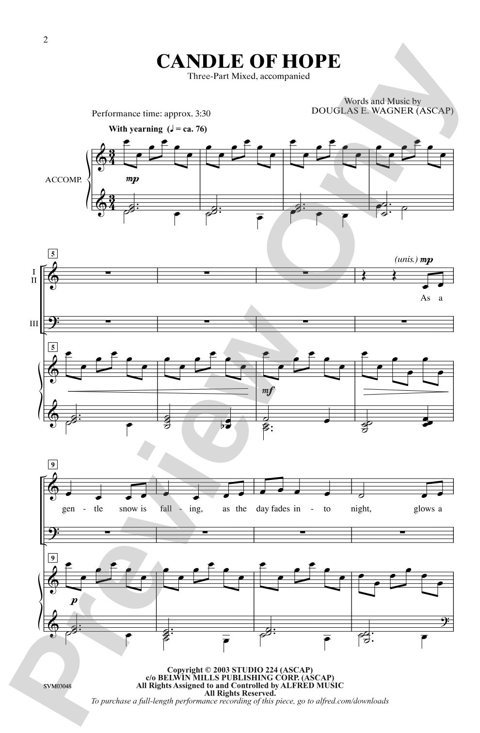 Candle of Hope: 3-Part Mixed Choral Octavo
