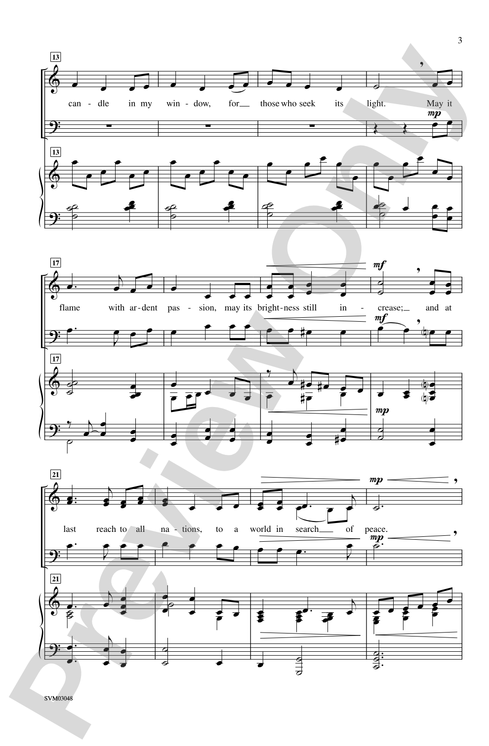Candle of Hope: 3-Part Mixed Choral Octavo