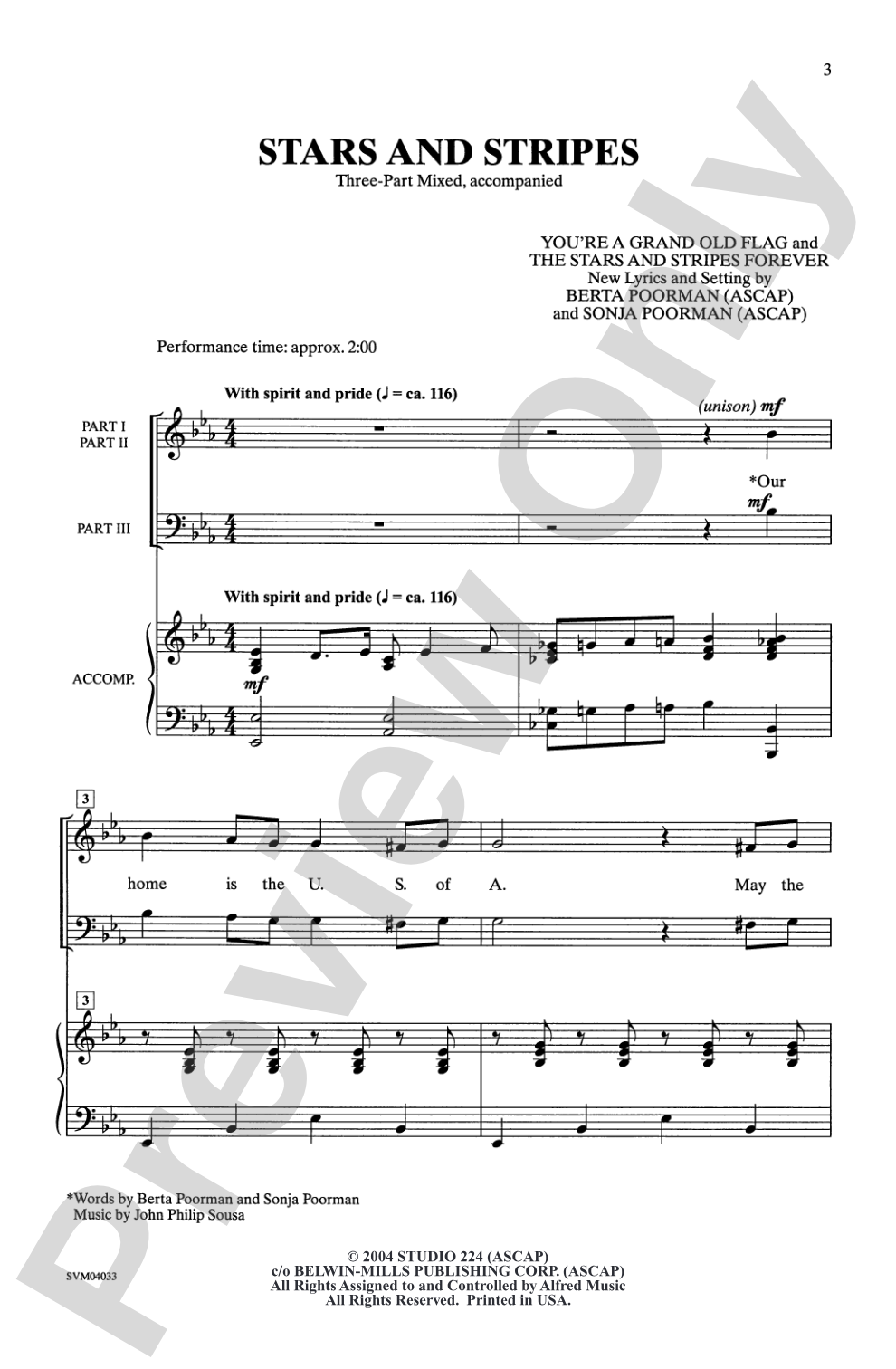 Stars and Stripes: 3-Part Mixed Choral Octavo