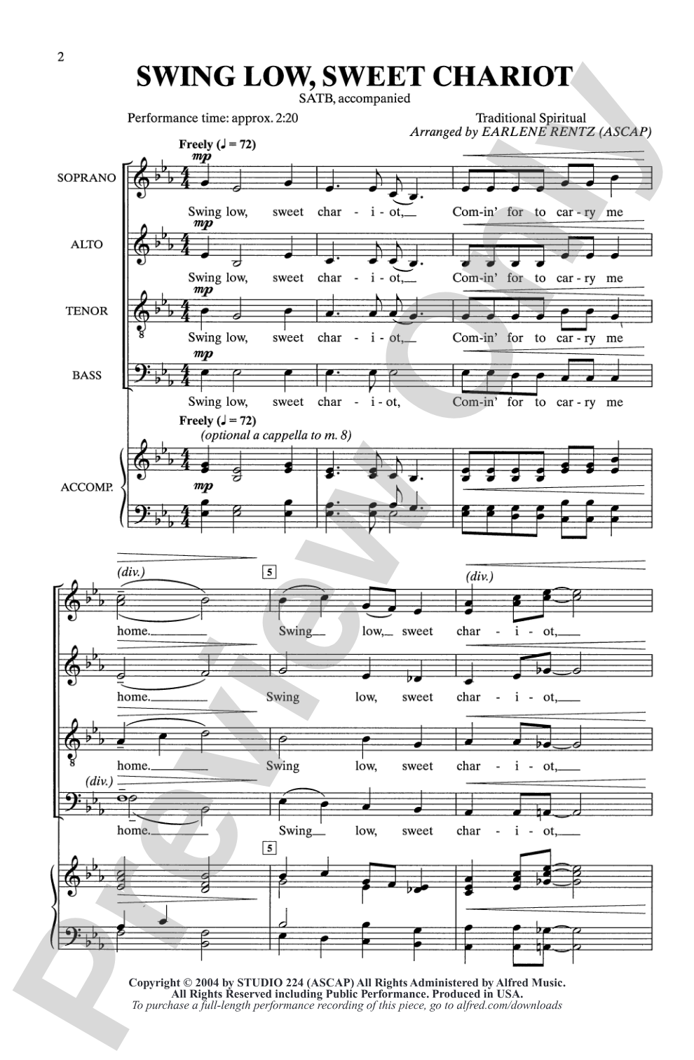 Swing Low, Sweet Chariot: SATB Choral Octavo