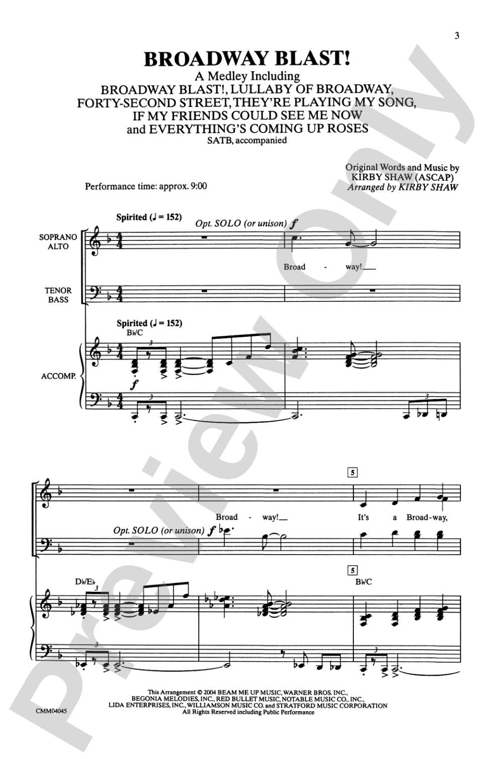 Broadway Blast! (A Medley): SATB Choral Octavo