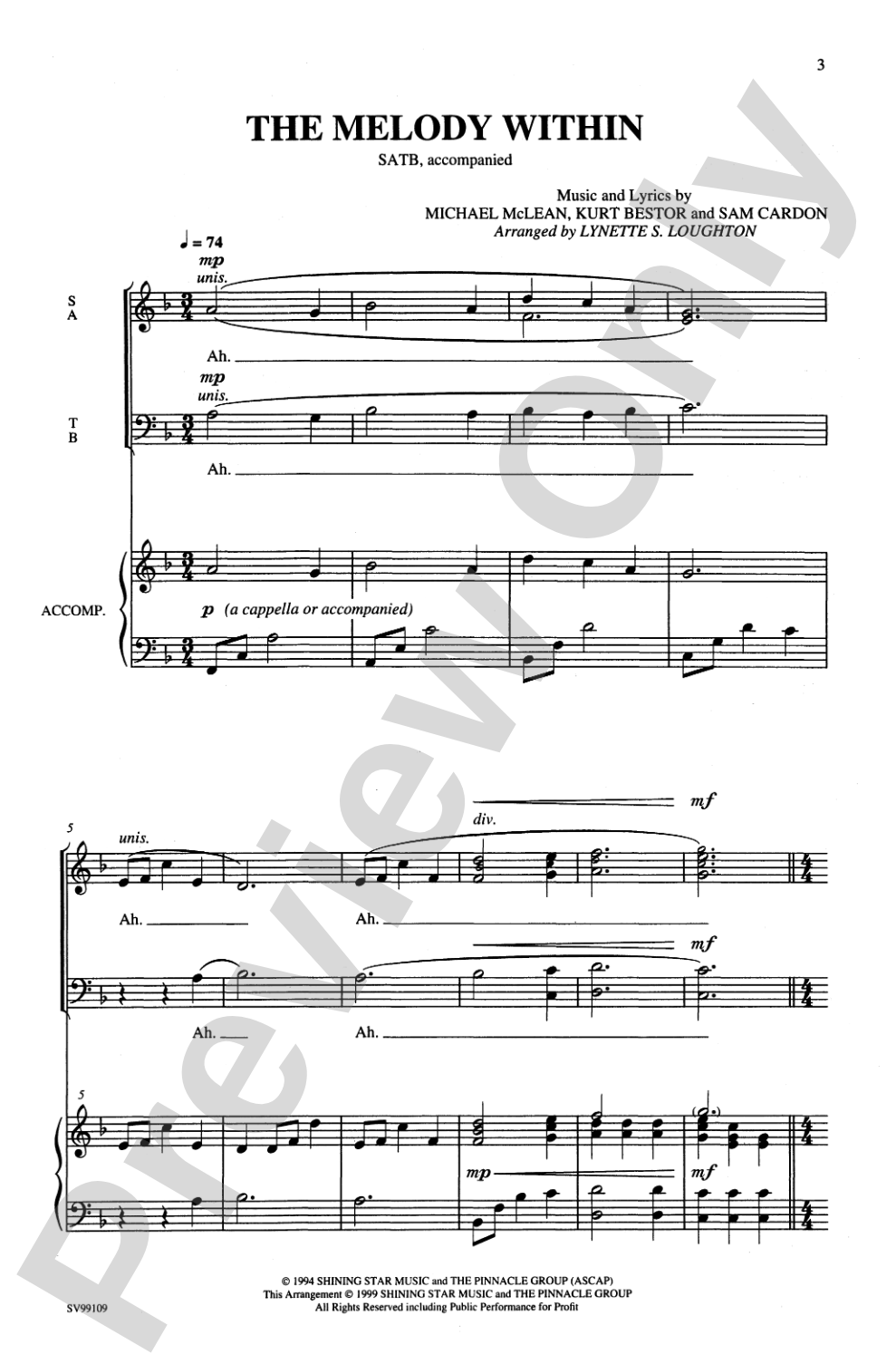 The Melody Within: SATB Choral Octavo
