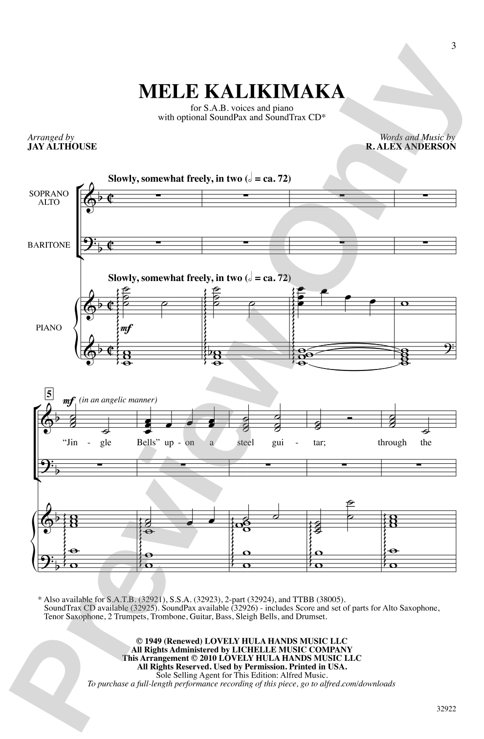 Mele Kalikimaka: SAB Choral Octavo