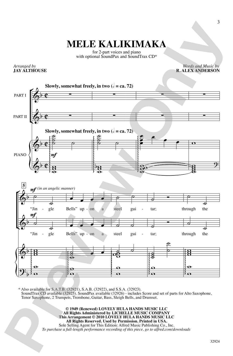 Mele Kalikimaka: 2-Part Choral Octavo