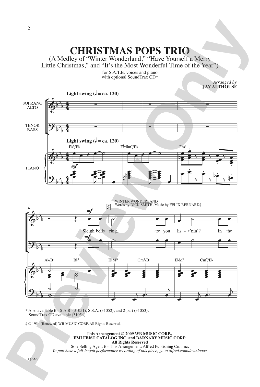 Christmas Pops Trio (A Medley): SATB Choral Octavo