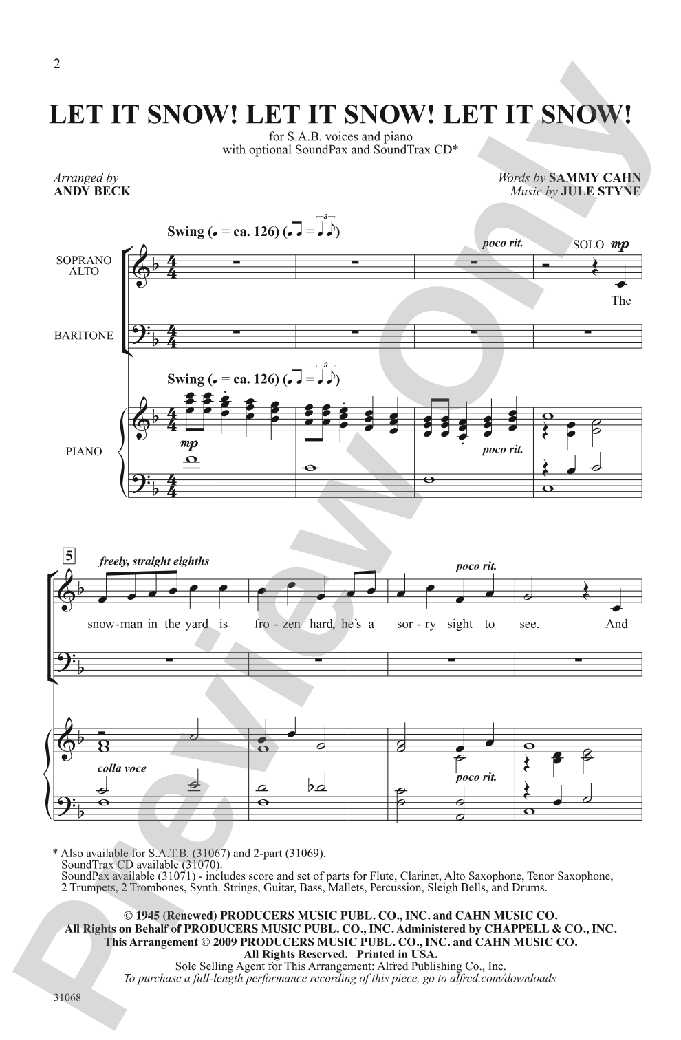 Let It Snow! Let It Snow! Let It Snow!: SAB Choral Octavo