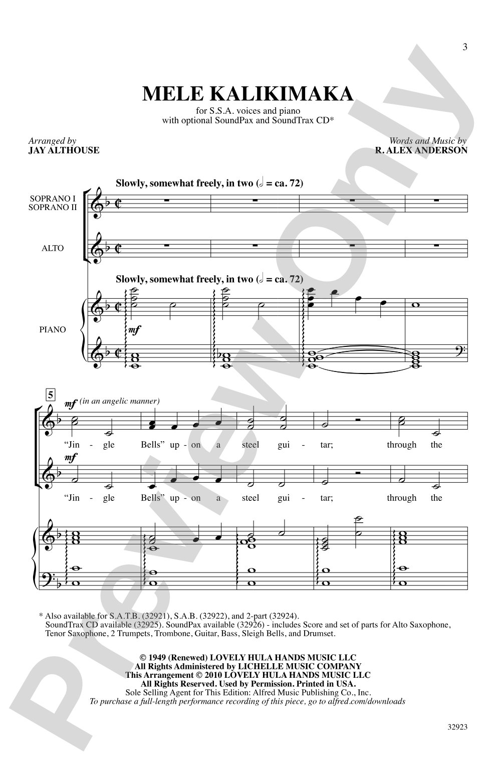 Mele Kalikimaka: SSA Choral Octavo