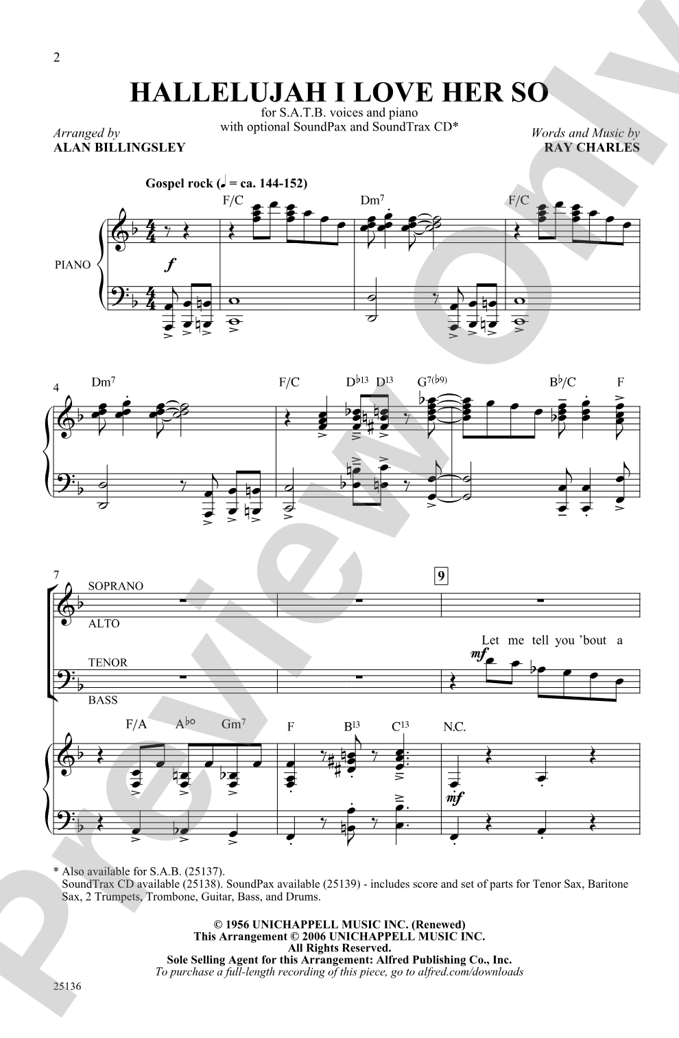 Hallelujah I Love Her So: SATB Choral Octavo