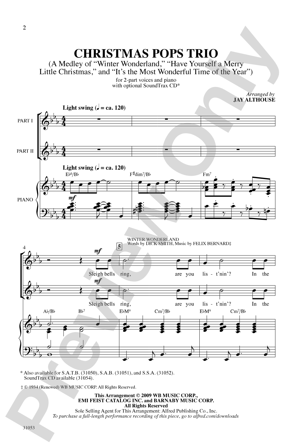 Christmas Pops Trio (A Medley): 2-Part Choral Octavo