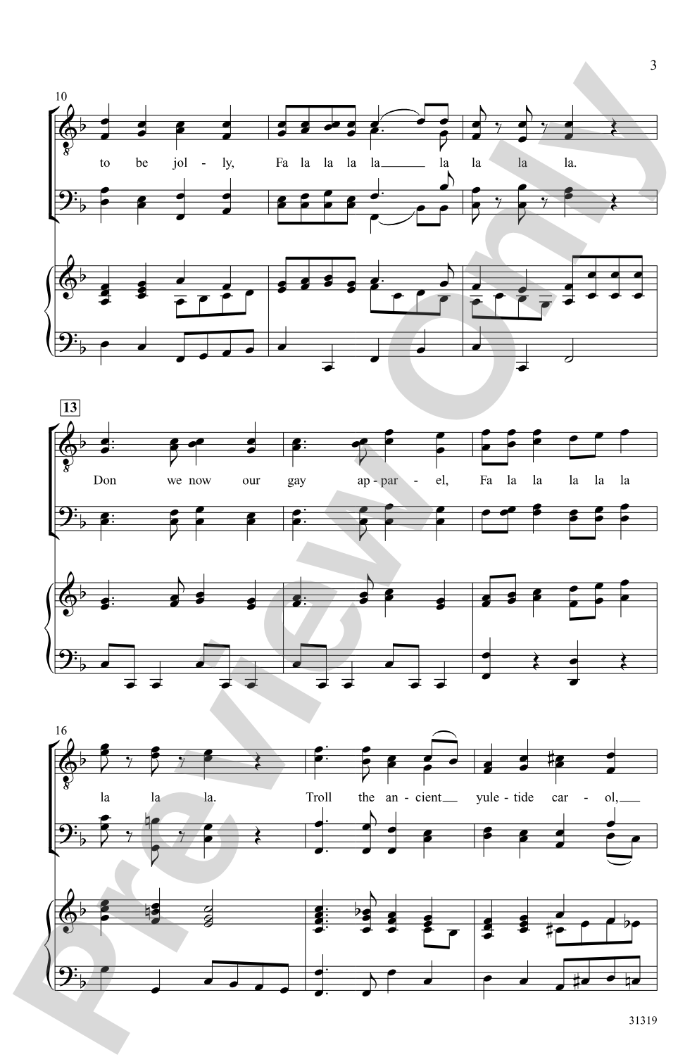Various Themes on "Fa-La-La": TTBB Choral Octavo