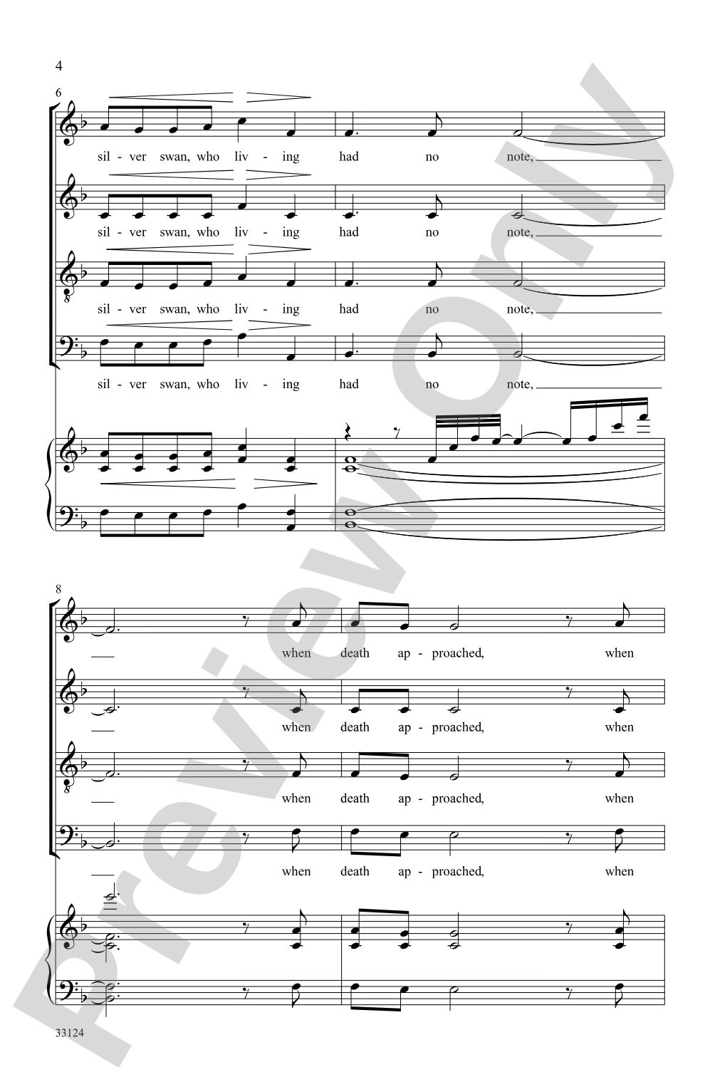 The Silver Swan: SATB Choral Octavo