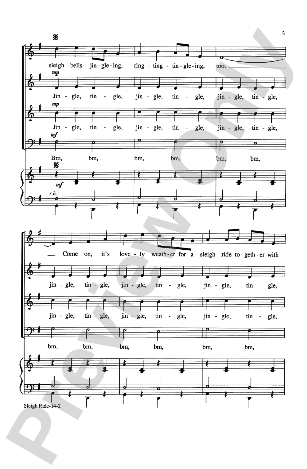 Sleigh Ride: SATB Choral Octavo