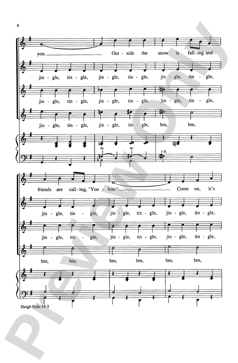 Sleigh Ride: SATB Choral Octavo