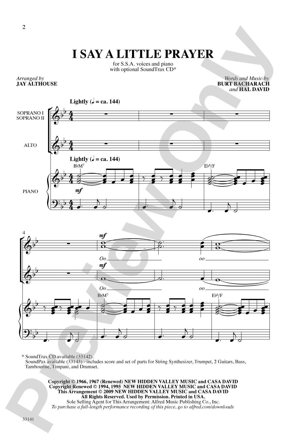 I Say a Little Prayer: SSA Choral Octavo