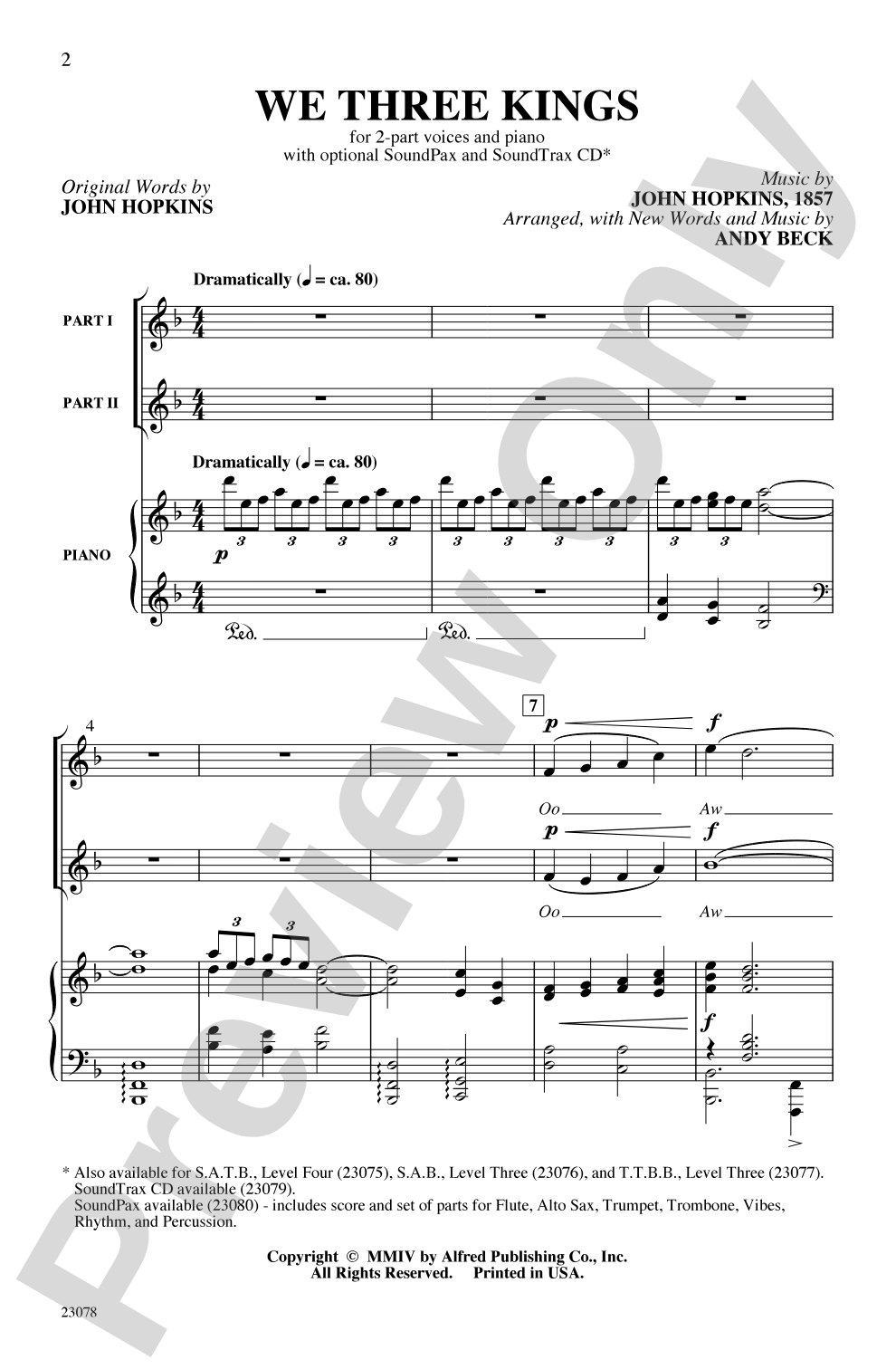 We Three Kings: 2-Part Choral Octavo
