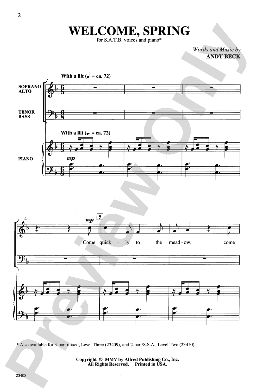 Welcome, Spring: SATB Choral Octavo