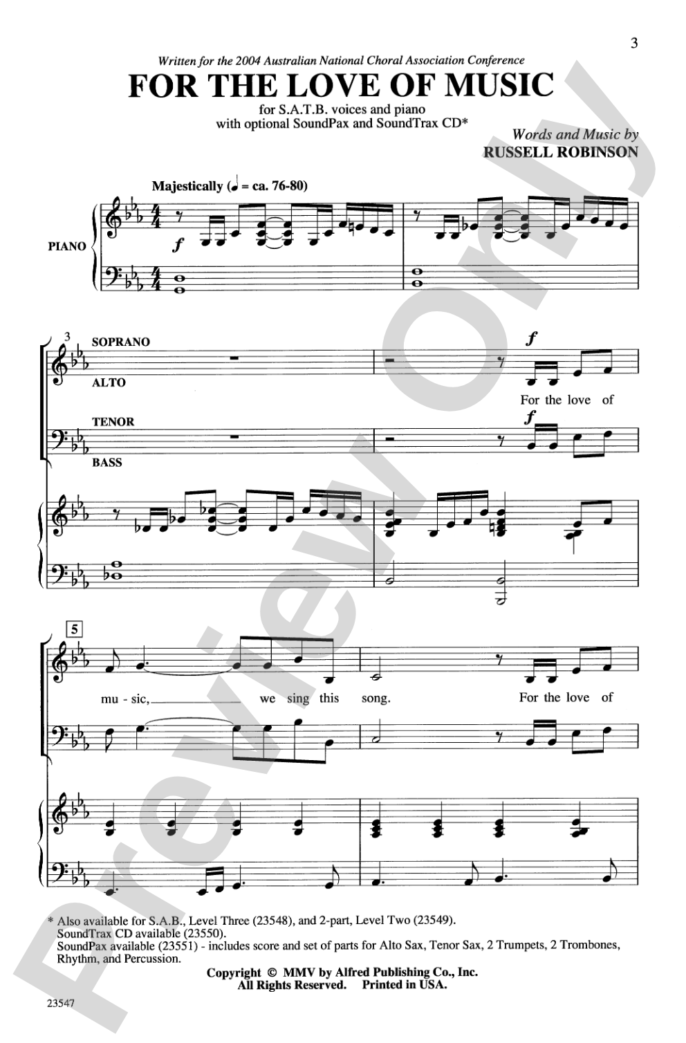 For the Love of Music: SATB Choral Octavo