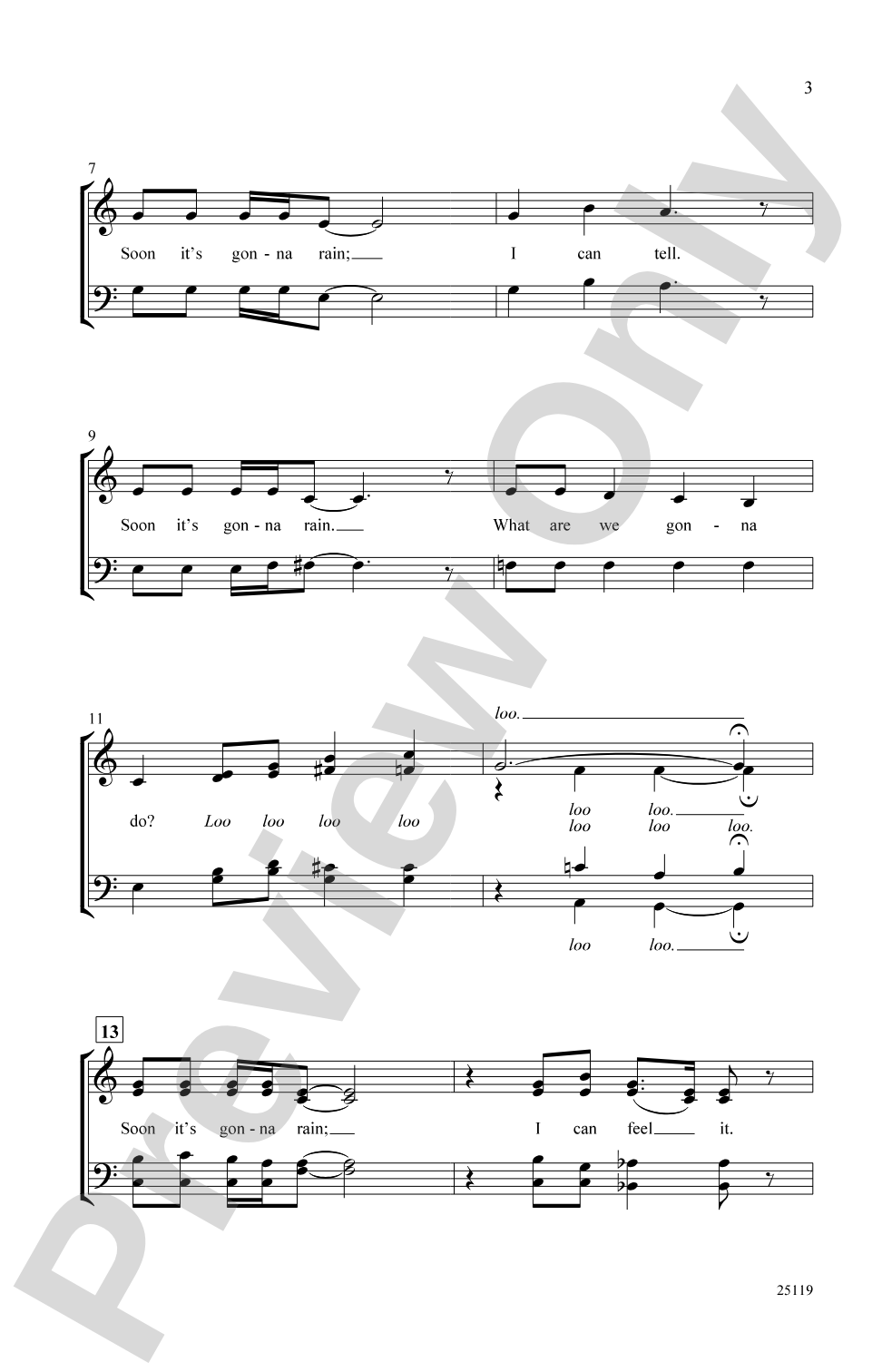 Soon It's Gonna Rain: SATB, <I>a cappella</I> Choral Octavo