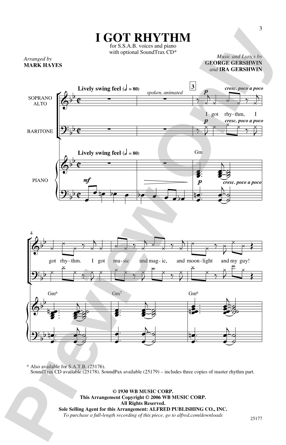 I Got Rhythm: SSAB Choral Octavo