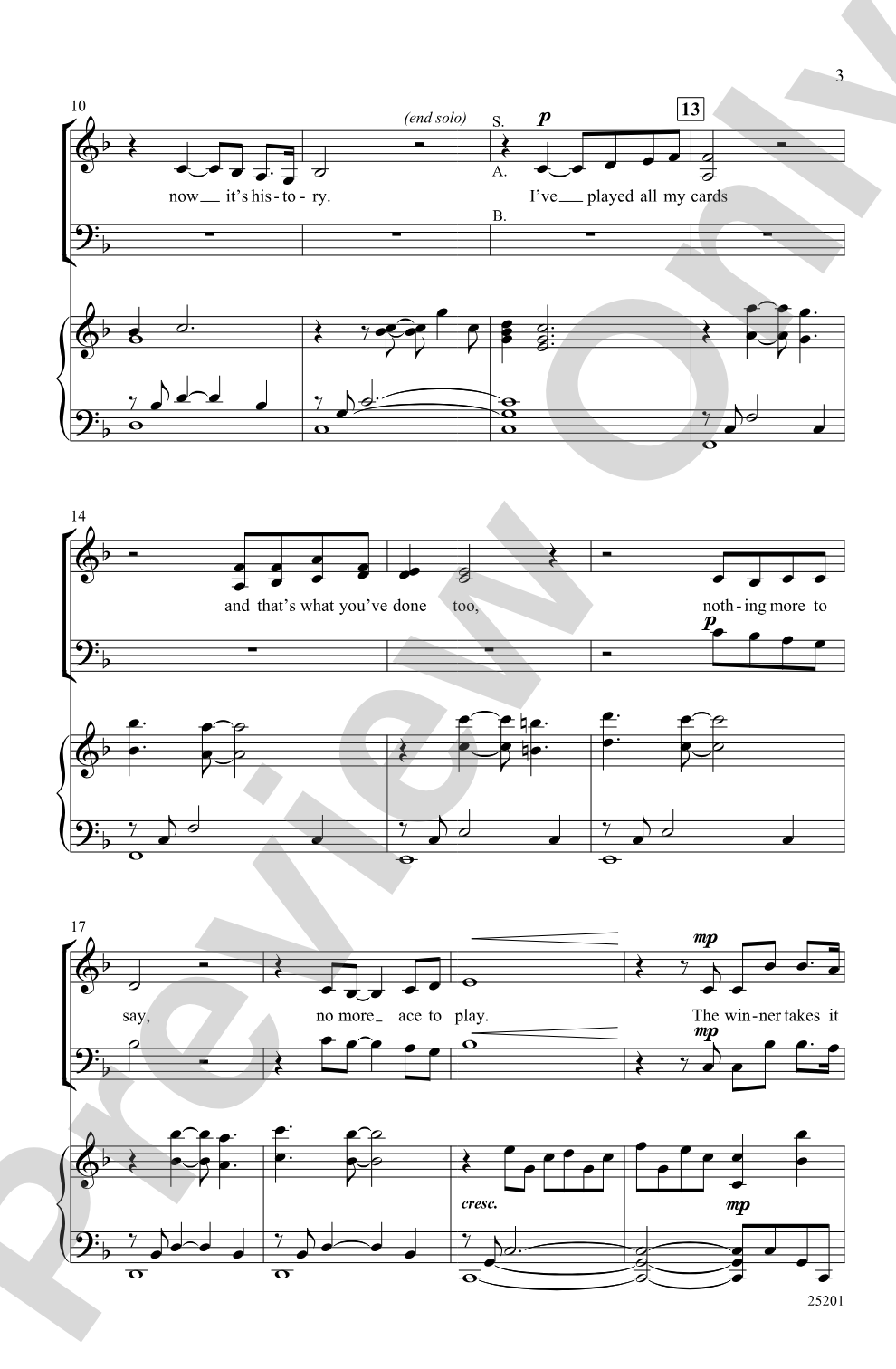 The Winner Takes It All: SAB Choral Octavo