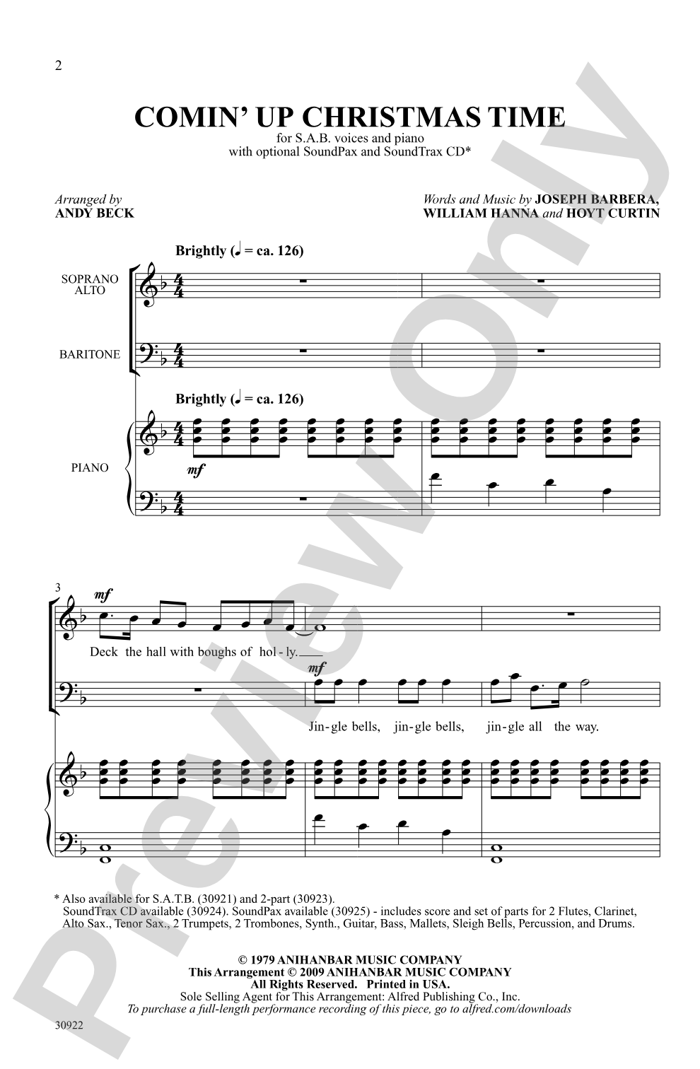 Comin' Up Christmas Time: SAB Choral Octavo