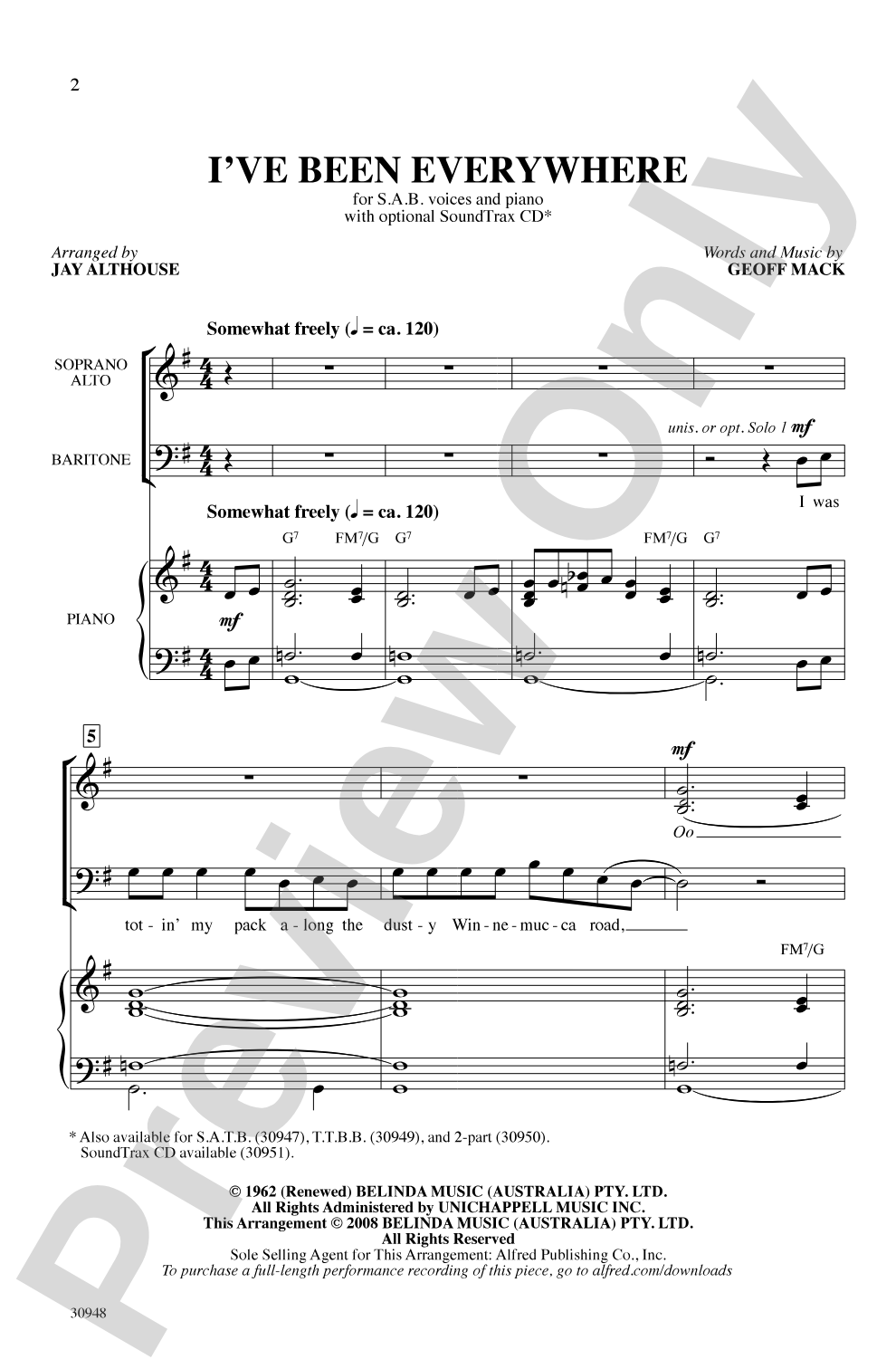 I've Been Everywhere: SAB Choral Octavo