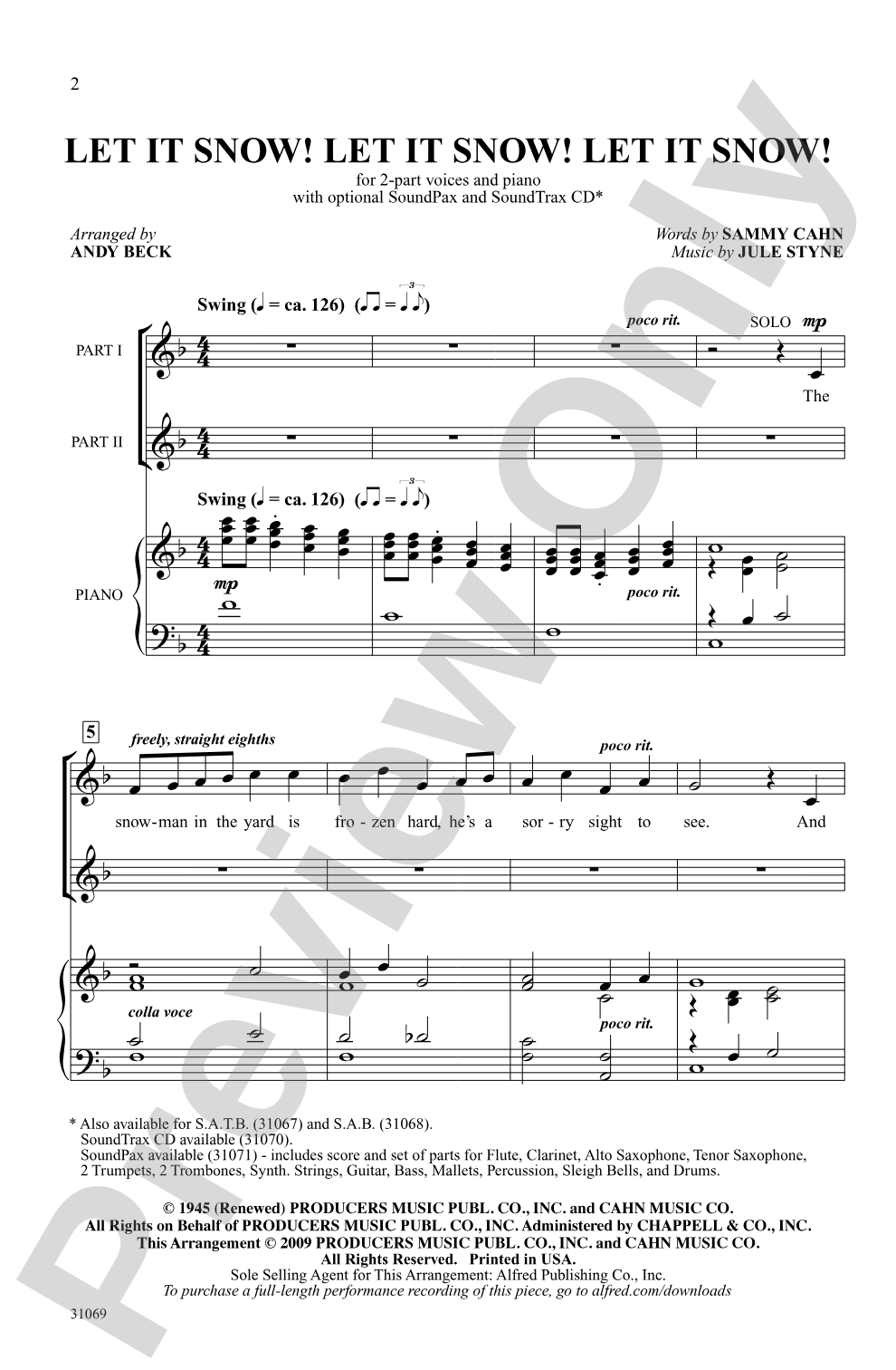 Let It Snow! Let It Snow! Let It Snow!: 2-Part Choral Octavo