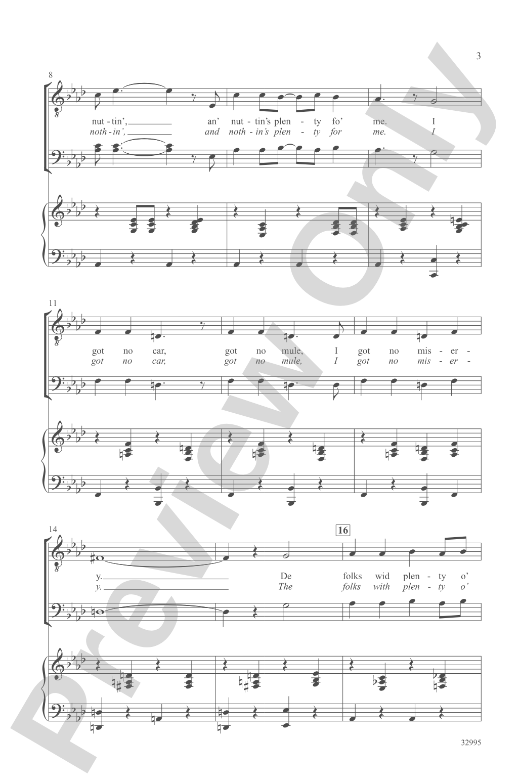 I Got Plenty o' Nuttin': TBB Choral Octavo