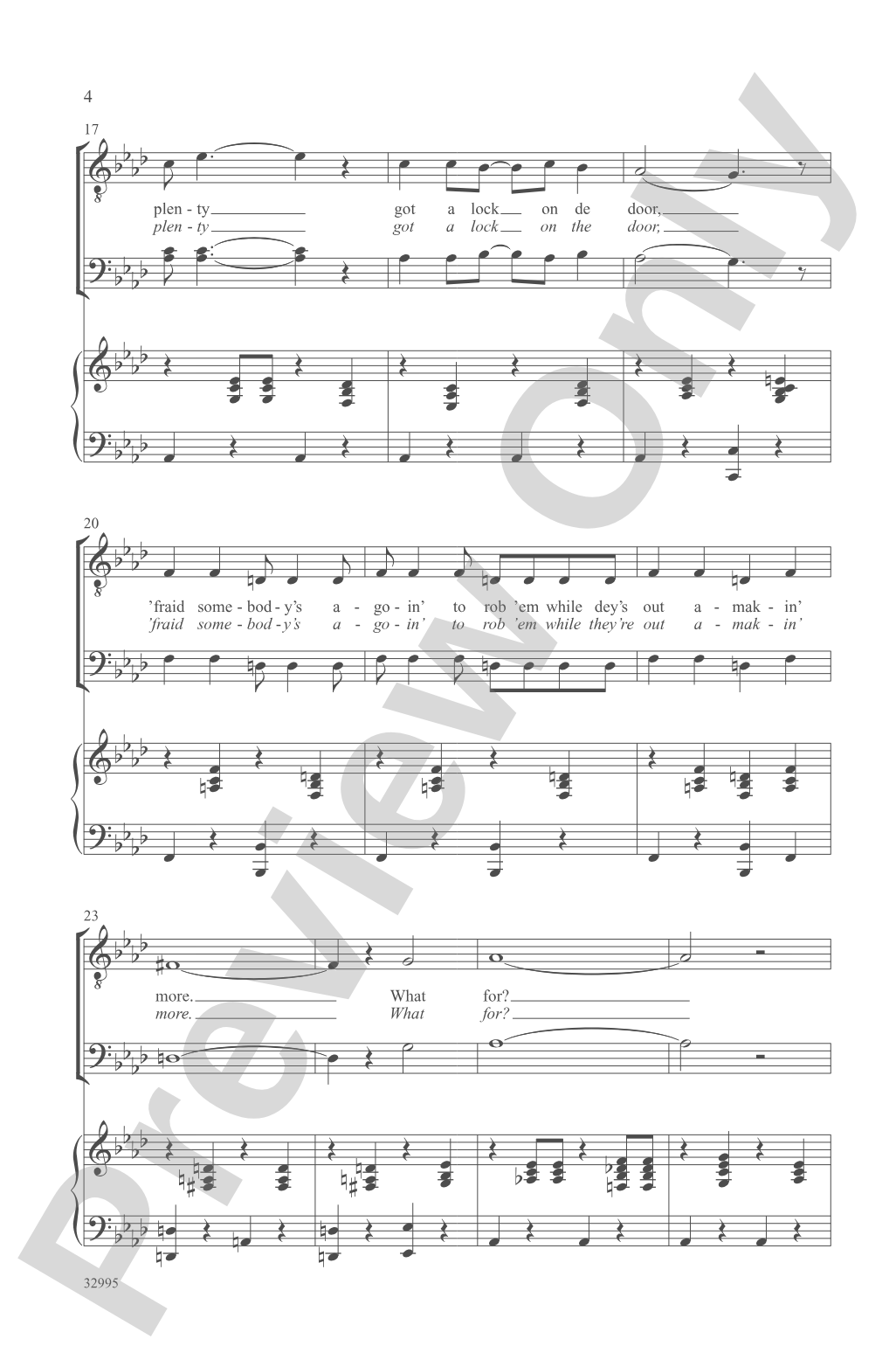 I Got Plenty o' Nuttin': TBB Choral Octavo