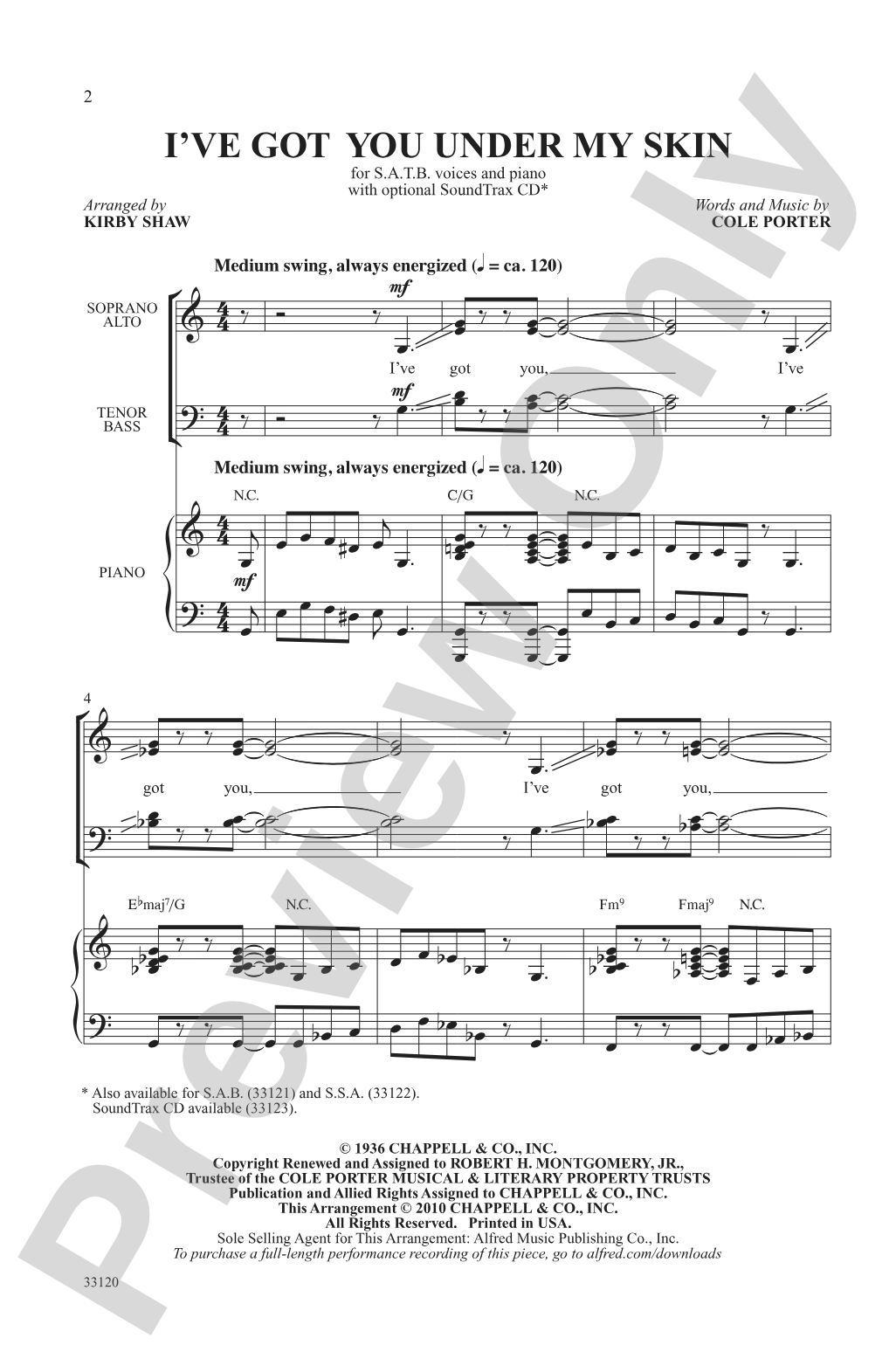 I've Got You Under My Skin: SATB Choral Octavo
