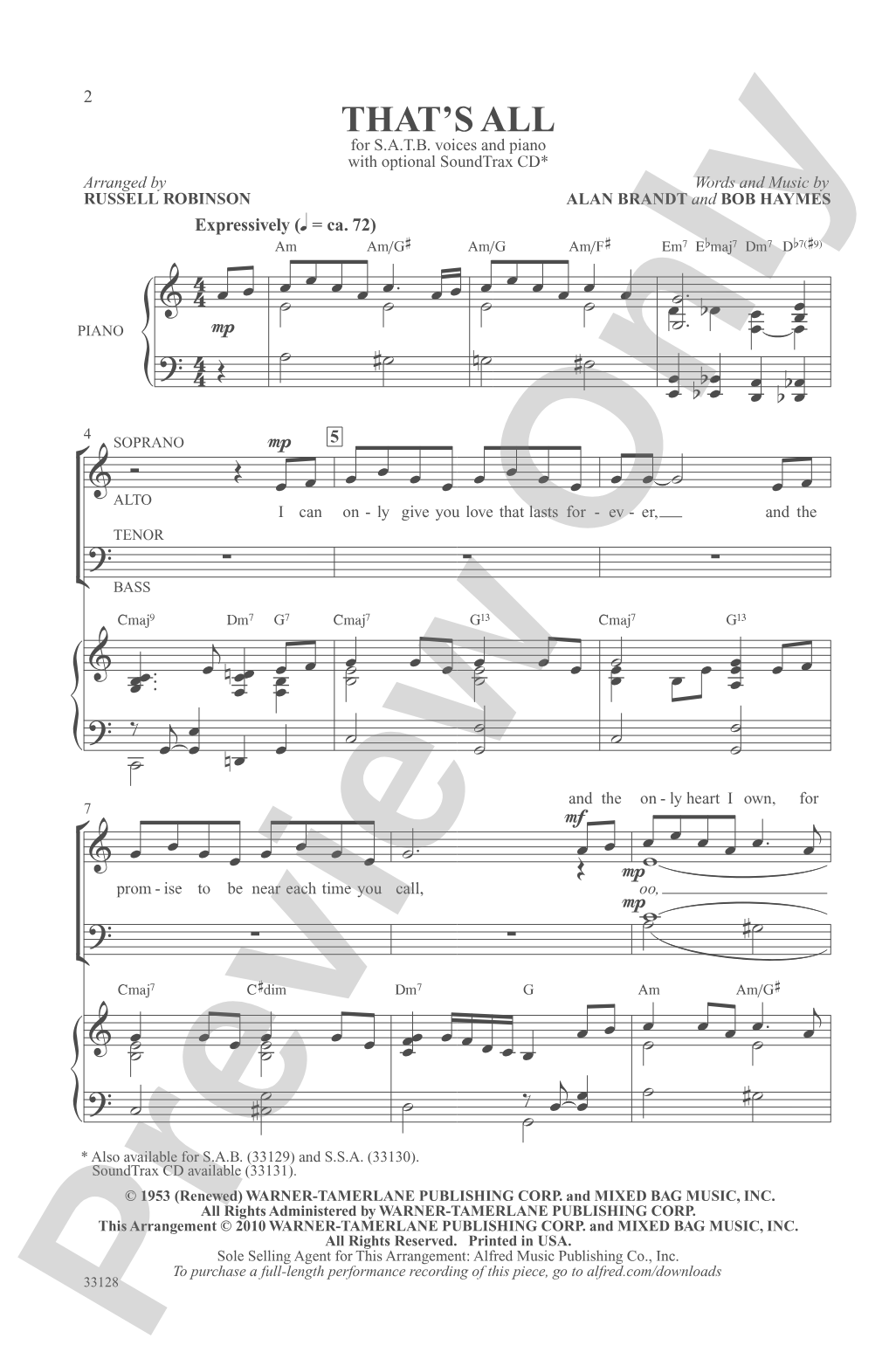 That's All: SATB Choral Octavo