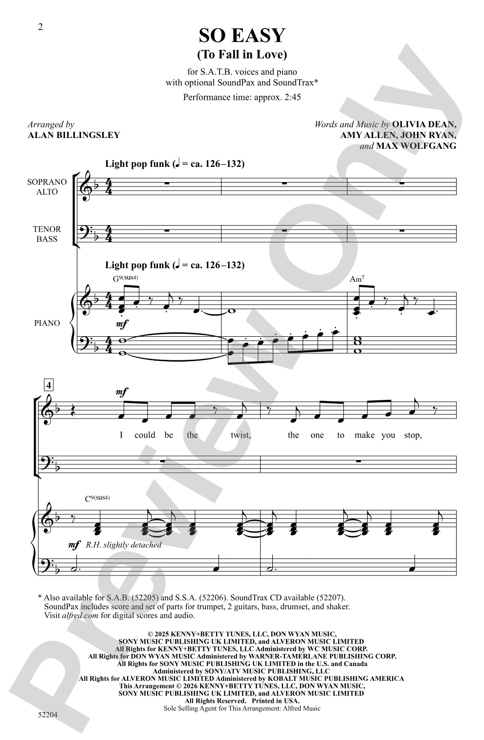 So Easy: SATB Choral Octavo