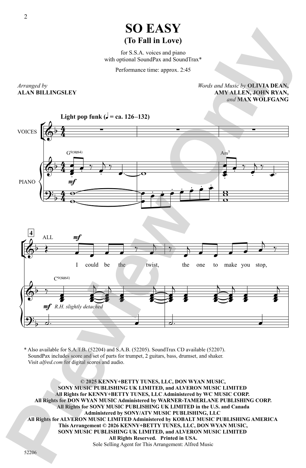 So Easy: SSA Choral Octavo