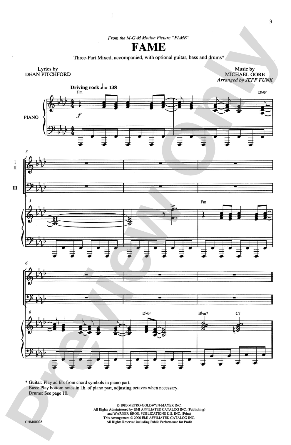 Fame: 3-Part Mixed Choral Octavo