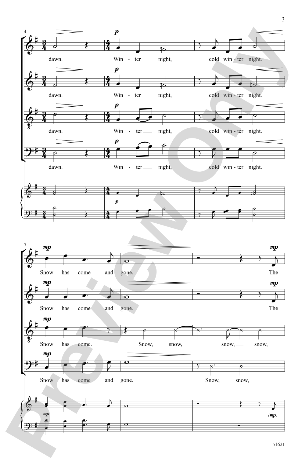 Snow Has Come and Gone: SATB <i>a cappella</i> Choral Octavo