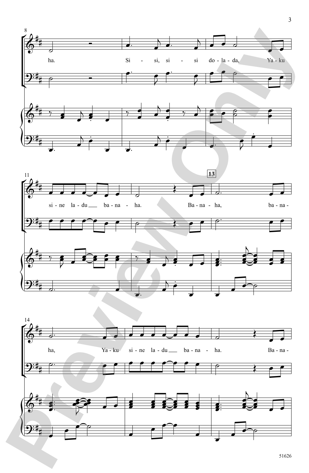 Banaha: SAB Choral Octavo