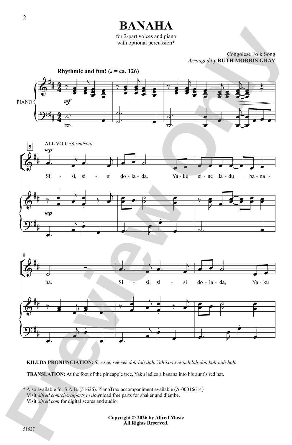 Banaha: 2-Part Choral Octavo