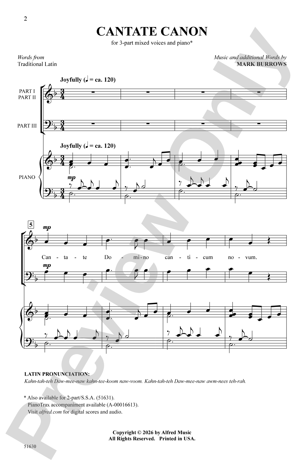 Cantate Canon: 3-Part Mixed Choral Octavo