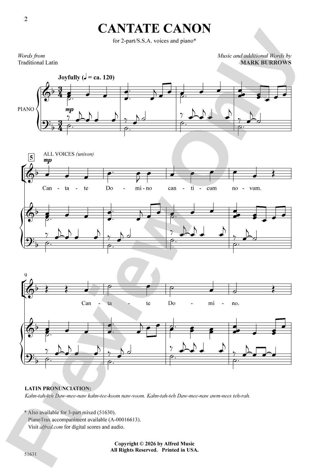 Cantate Canon: 2-Part/SSA Choral Octavo