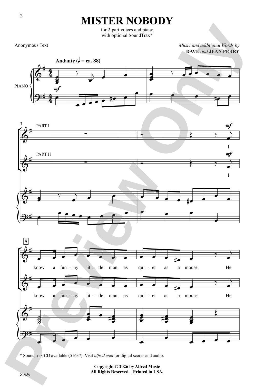 Mister Nobody: 2-Part Choral Octavo