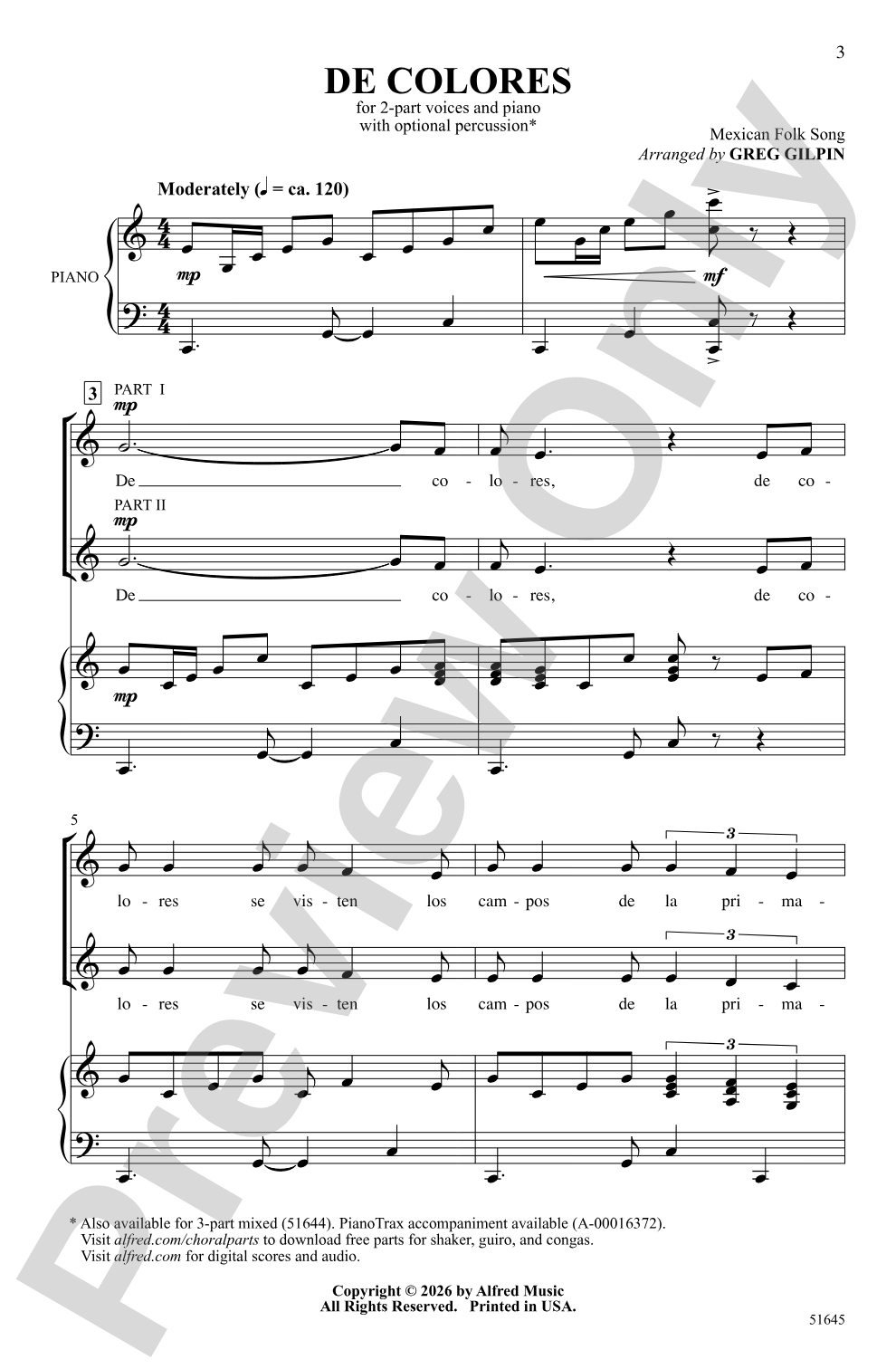 De Colores: 2-Part Choral Octavo