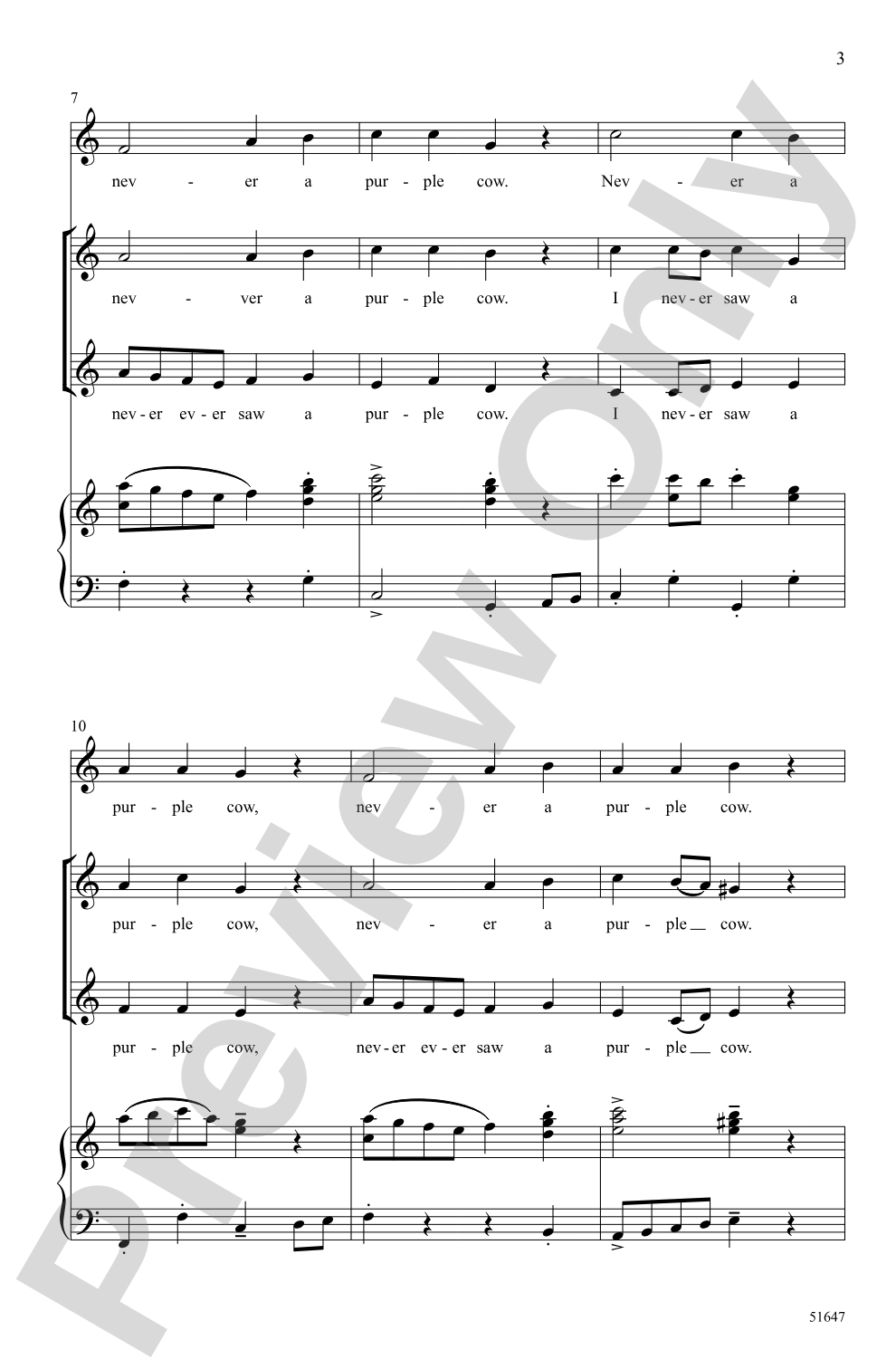 Purple Cow: 2-Part Choral Octavo