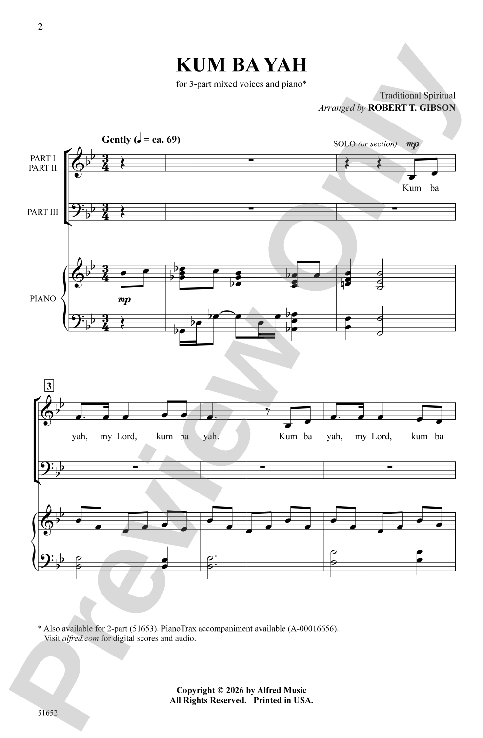 Kum Ba Yah: 3-Part Mixed Choral Octavo