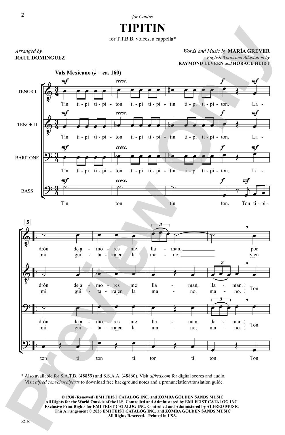 Tipitin: TTBB <i>a cappella</i> Choral Octavo