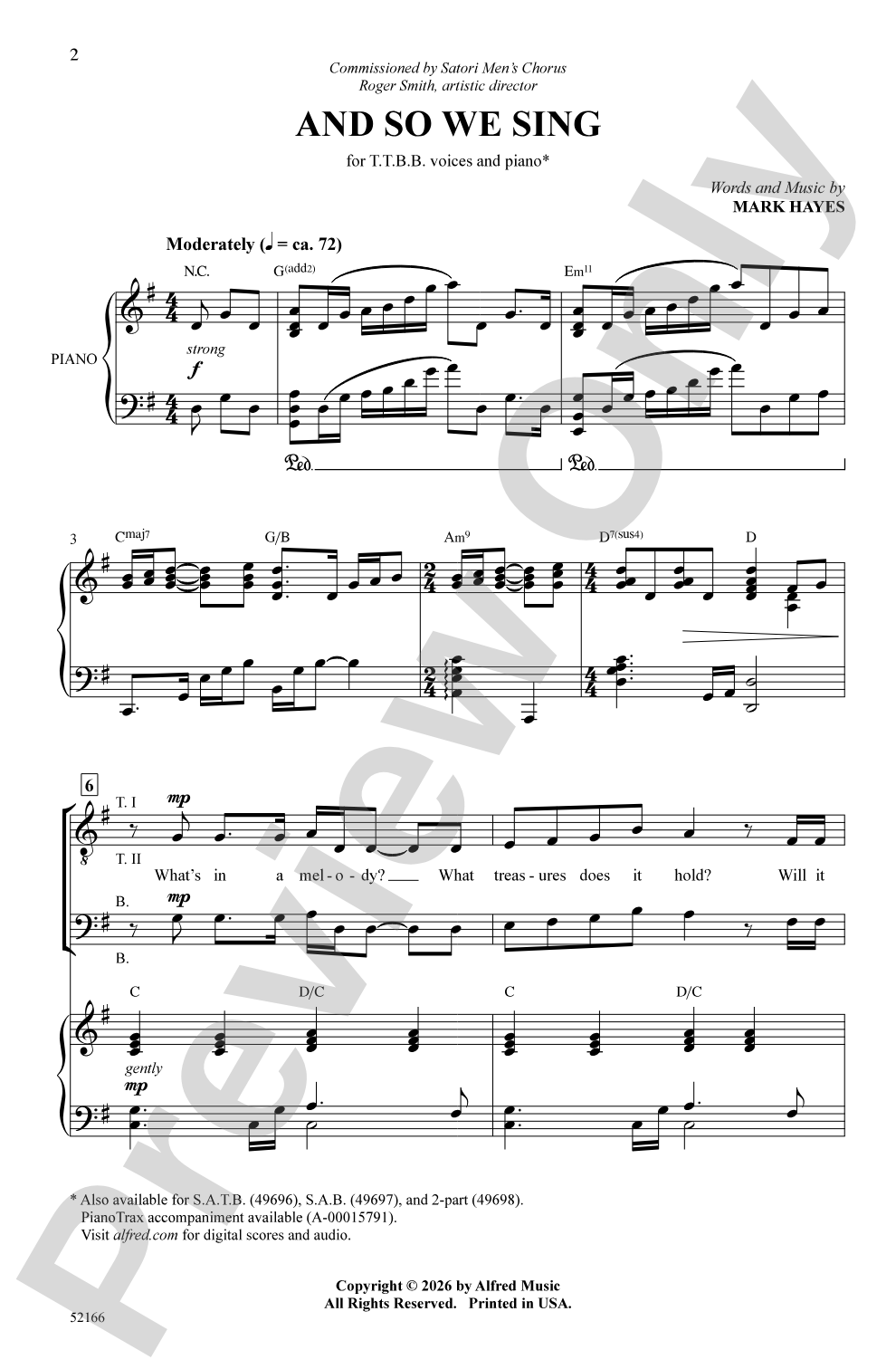 And So We Sing: TTBB Choral Octavo