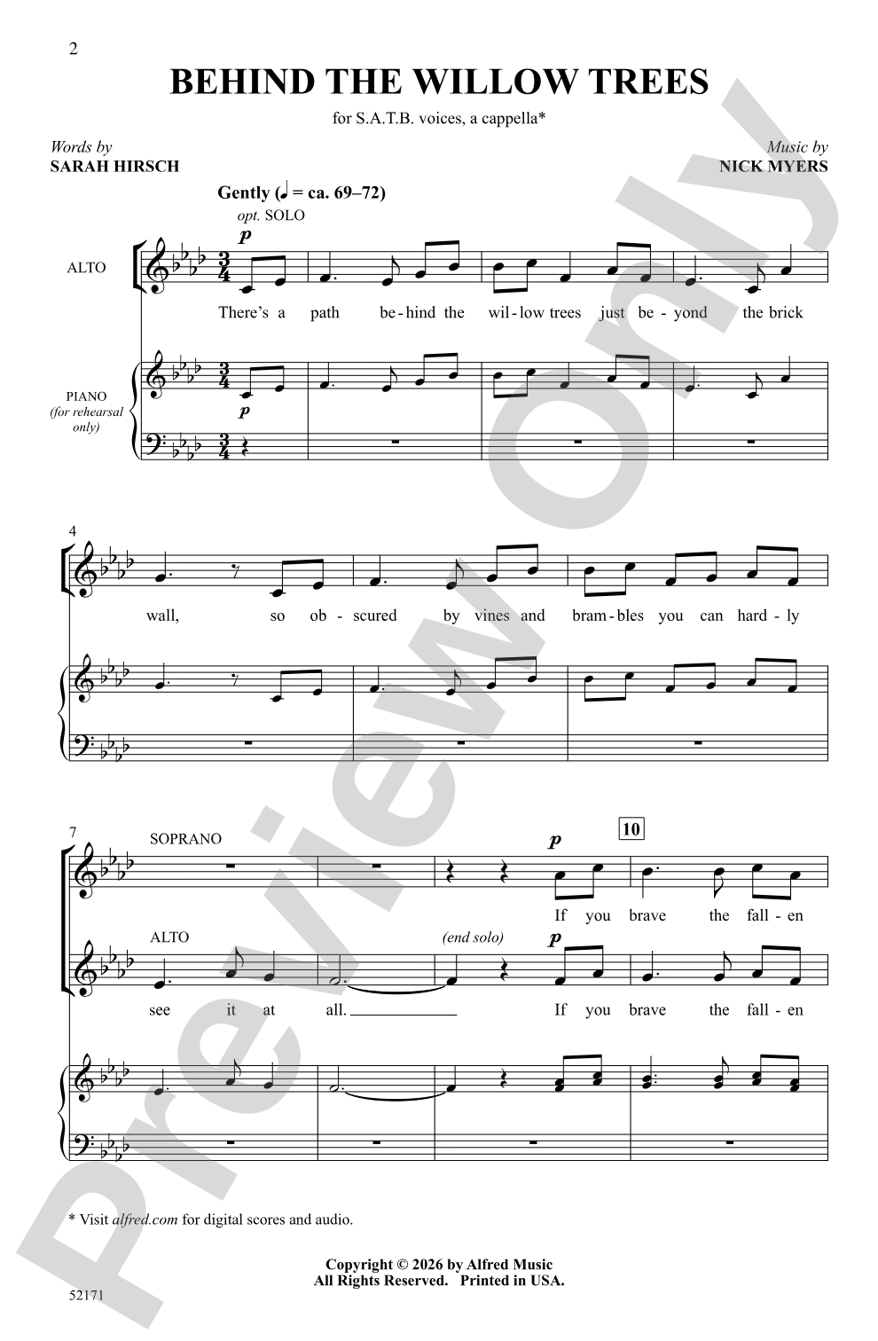 Behind the Willow Trees: SATB <i>a cappella</i> Choral Octavo