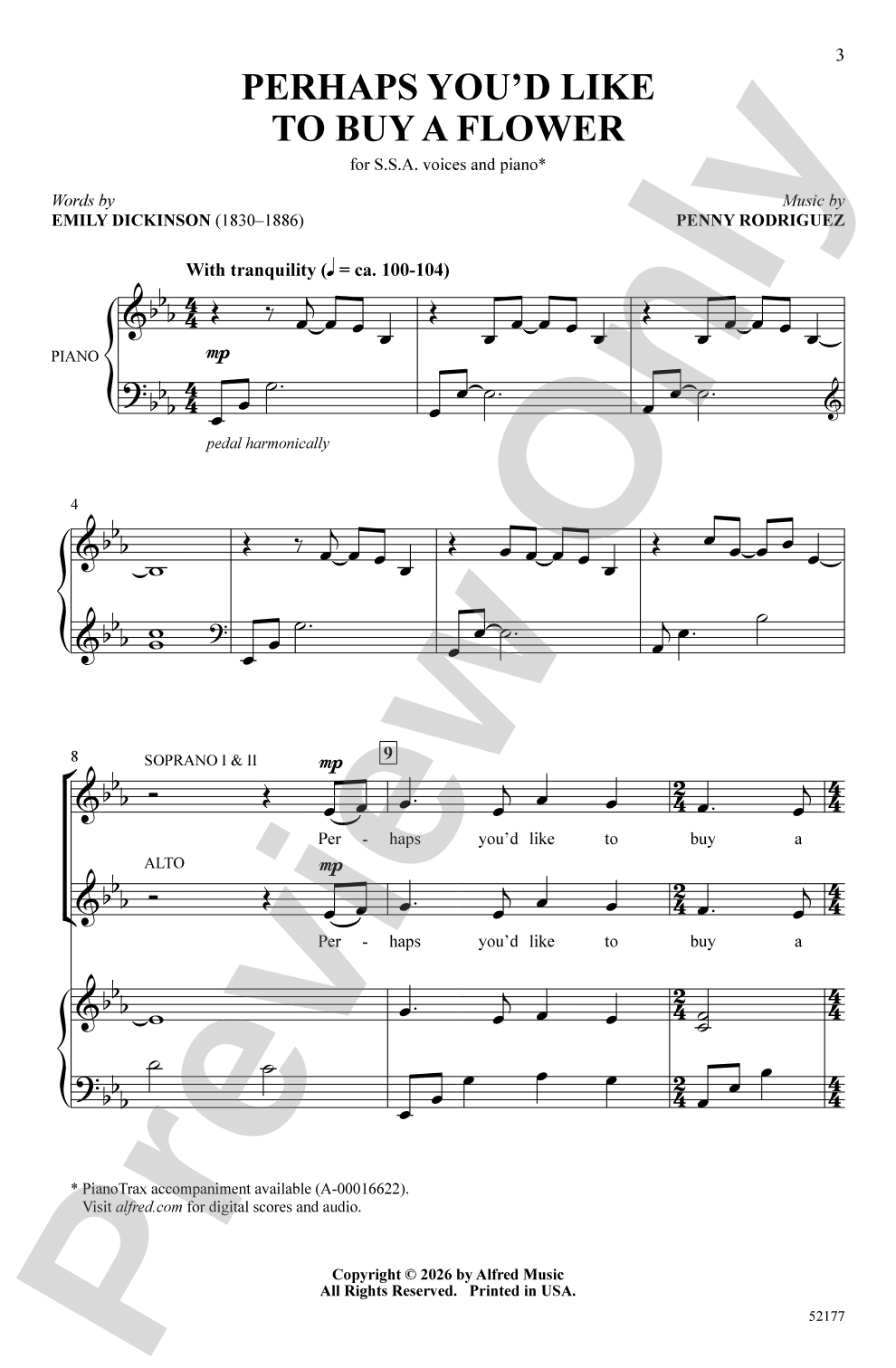 Perhaps You'd Like to Buy a Flower: SSA Choral Octavo