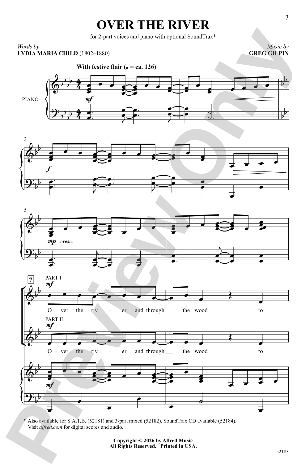 Over the River: 2-Part Choral Octavo