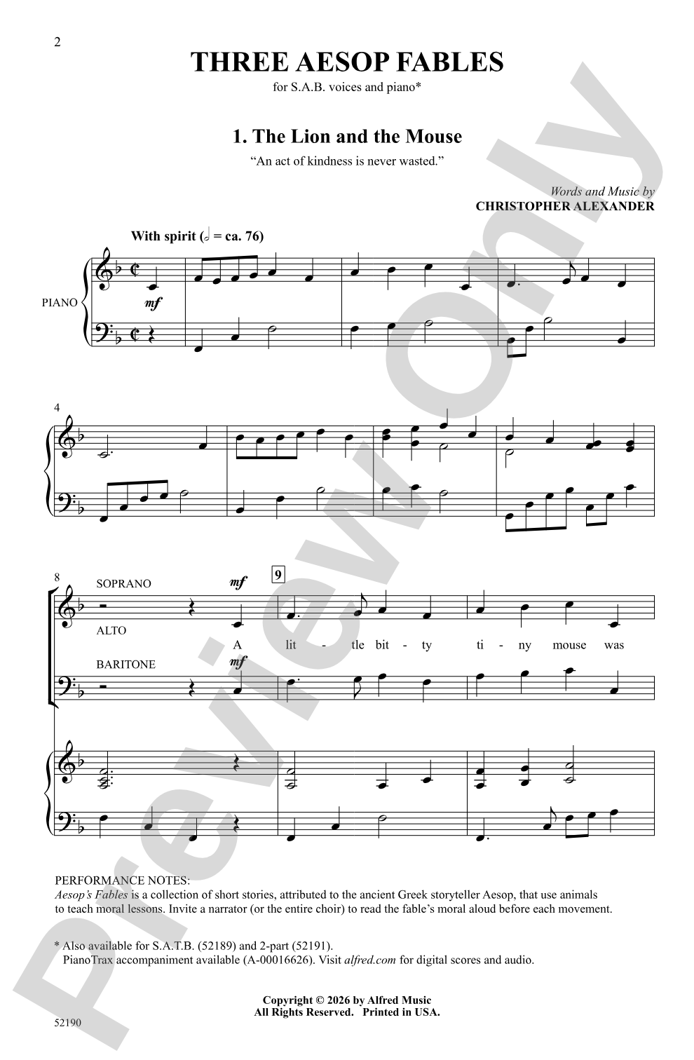 Three Aesop Fables: SAB Choral Octavo